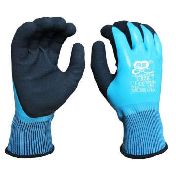 Water repellent micro foam latex crinkle working glove for construction